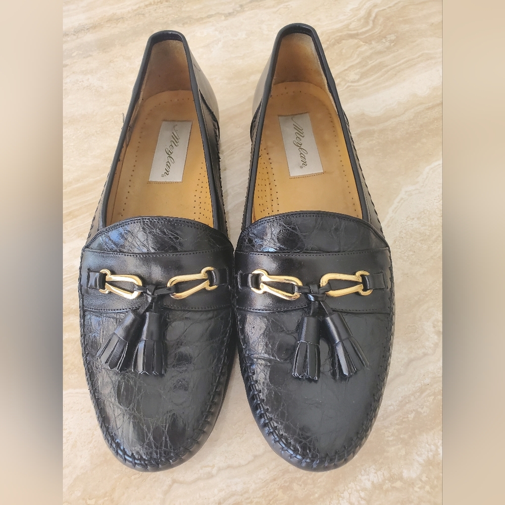BEAUTIFUL AND RARE MEZLAN PREMIUM "MONACO" GENUINE CROCODILE TASSEL LOAFERS 10M